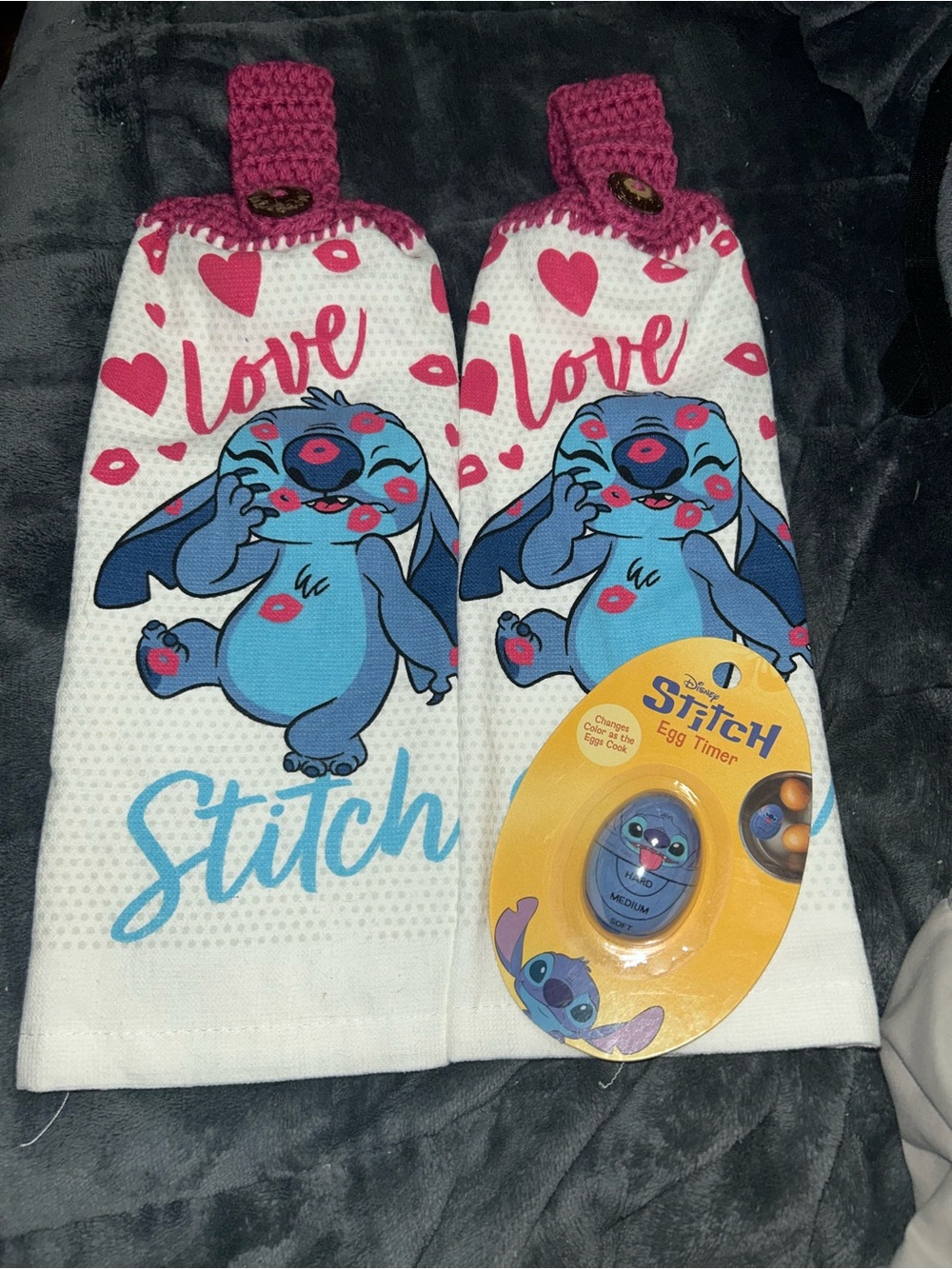 Disney Stitch Hanging Towels and Egg Timer